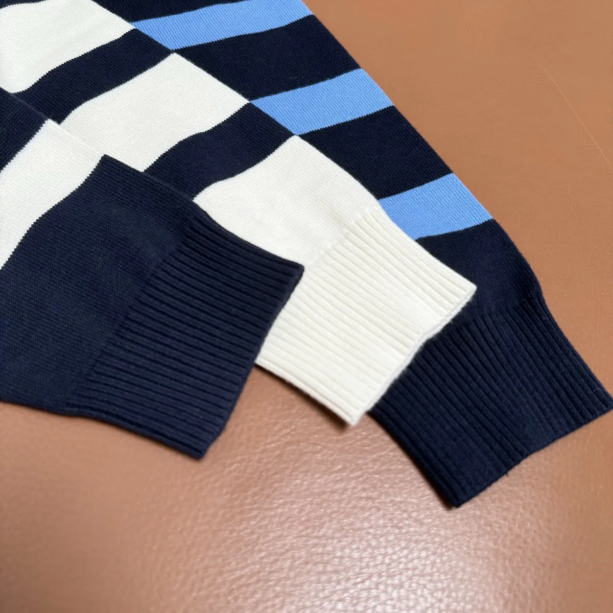 P200 M201#Ralph Lauren pony embroidered striped crew neck sweater Color: royal blue/white stripes, white/royal blue stripes, royal blue/color blue stripes Size: M-XXL